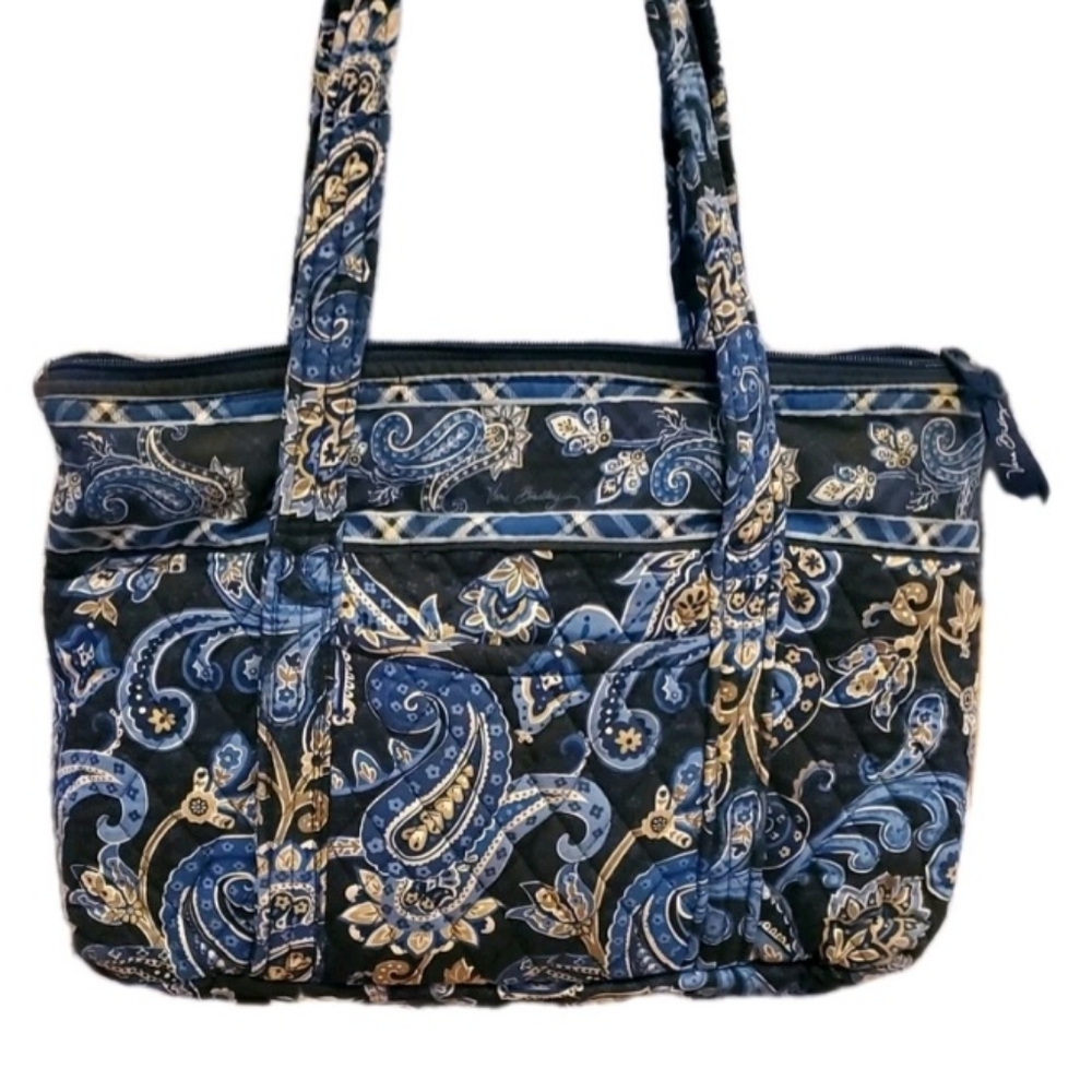 Vera Bradley Windsor Navy Black Shoulder Hand Bag Paisley Double Straps